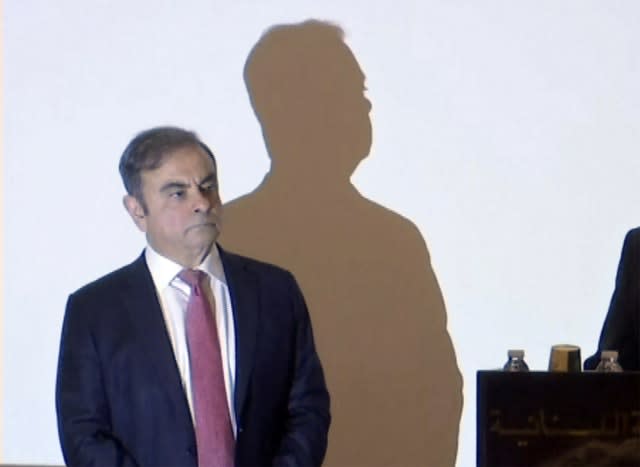 Former Nissan chairman Carlos Ghosn faces the media in Beirut, Lebanon 