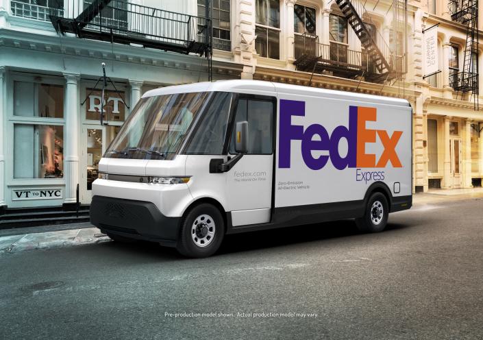BrightDrop EV600 with FedEx Express Branding