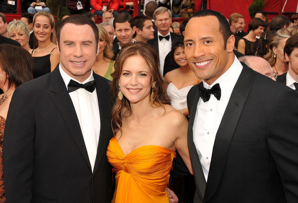 Oscars 2008 John Travolta Kelly Preston Dwayne Johnson