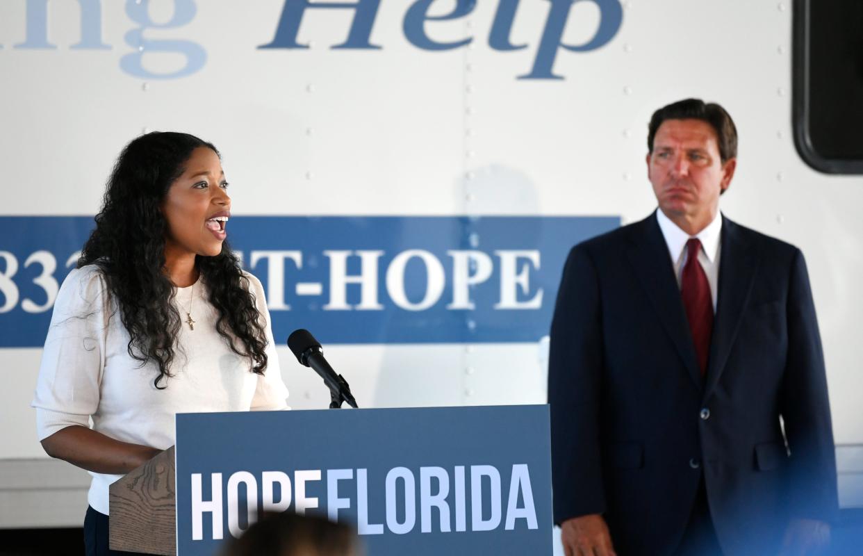 Florida Department of Children and Families Secretary Shevaun Harris, as seen earlier this month at an event with Gov. Ron DeSantis.