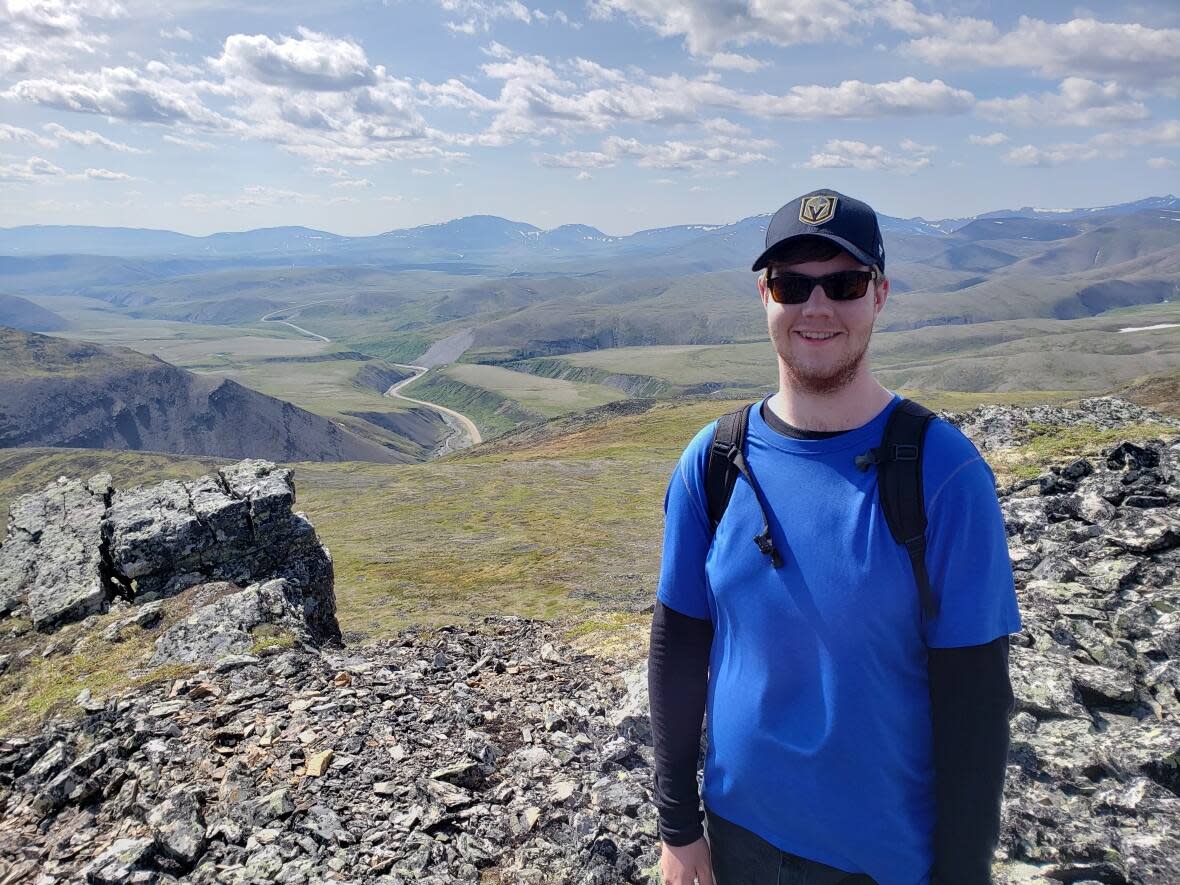 Trevor Andersen is the lead researcher on the project. He says large trucks 'could be blown completely off the highway' if they were allowed to travel through Hurricane Alley during high winds.  (Submitted by Trevor Andersen - image credit)