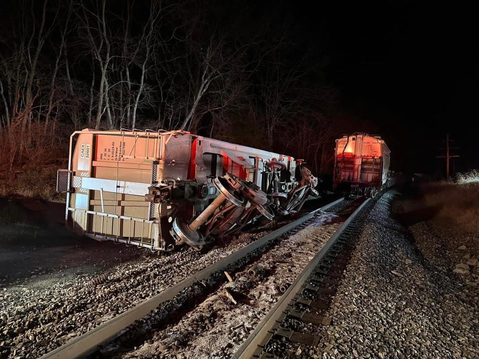 Community Volunteer Fire Company Inc. of District 12 in Fairplay was the first on the scene of a 26-car train derailment along Tommytown Road on Wednesday night. No injuries or hazardous materials spills occurred, according to Norfolk Southern.