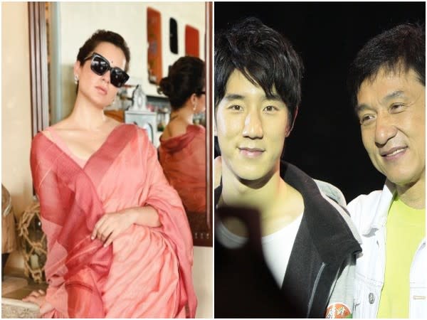 Kangana Ranaut, Jaycee Chan, Jacky Chan (L to R) (Image source: Instagram)