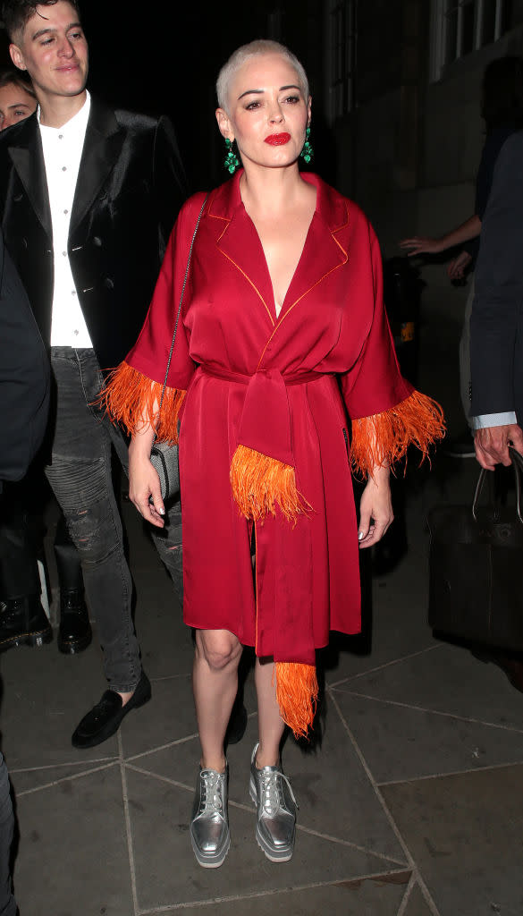 <p>In case you needed further proof that Rose McGowan is this season’s most sought after celebrity attendee, the actress attended the LOVE magazine party on September 17. <em>[Photo: Getty]</em> </p>