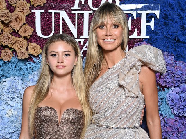 <p>Daniele Venturelli/Daniele Venturelli/Getty </p> Leni Klum and Heidi Klum attend the LuisaViaRoma for Unicef event at La Certosa di San Giacomo on July 31, 2021