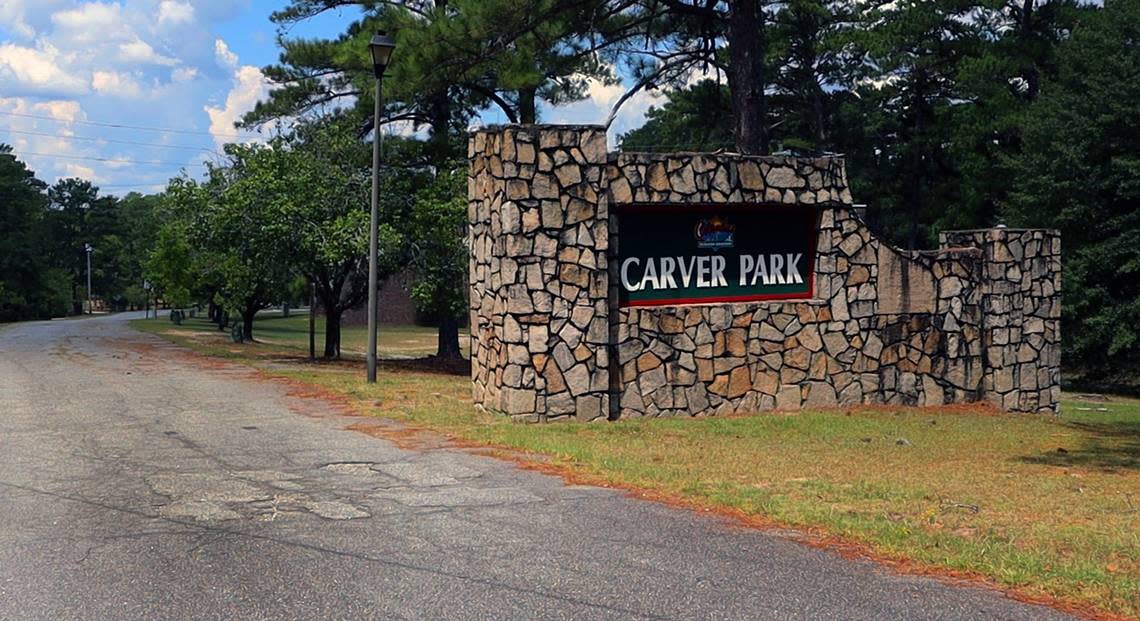 The entrance to Carver Park. The Park will change names to be named after former Mayor Pro Tem Evelyn Turner Pugh later this year. August 2024