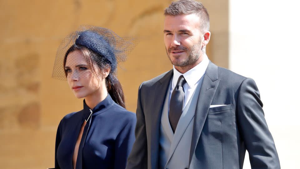 The Beckhams pictured at Prince Harry and Meghan Markle's wedding at Windsor Castle in 2018. - Max Mumby/Indigo/Getty Images