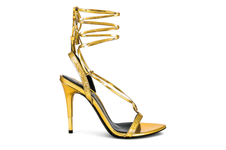 The Tom Ford Mirror Ankle Wrap Sandal - Credit: FWRD