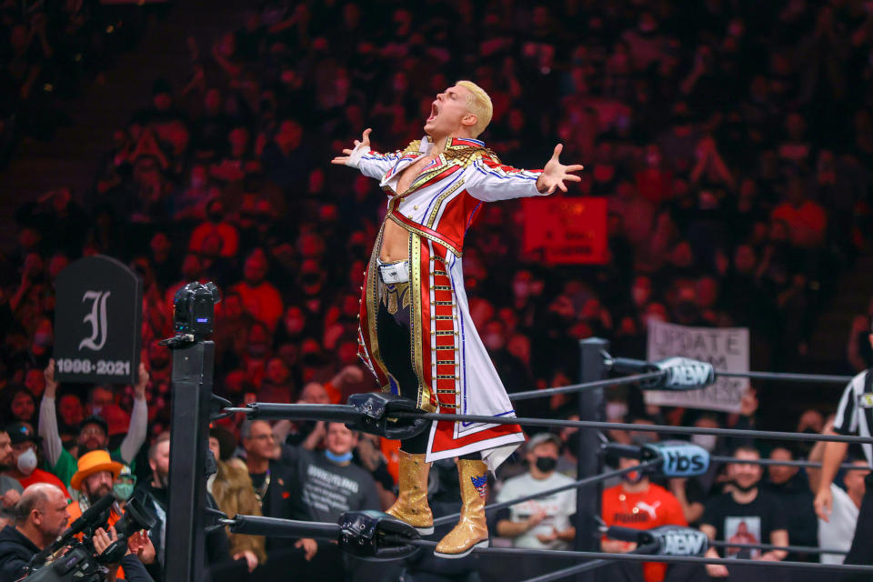 Cody Rhodes entrando a un evento de AEW Dynamite en 2022. Rhodes se convirtió en una de las figuras principales de la empresa. (Foto: Frank Jansky/Icon Sportswire via Getty Images)