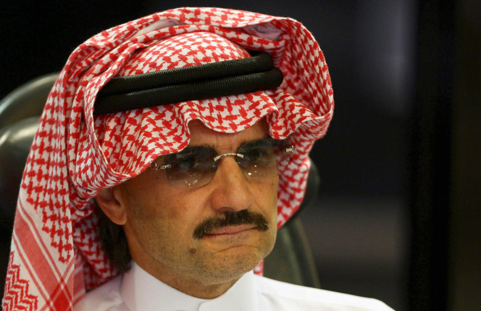 Saudi Prince Al-Waleed bin Talal attends a news conference in Riyadh, Saudi Arabia August 30, 2009. REUTERS/Fahad Shadeed/File Photo