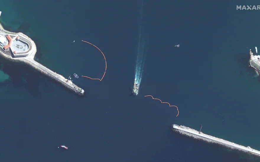 Satellite images show dolphin pens at the entrance to Sevastopol harbour in Crimea - Maxar