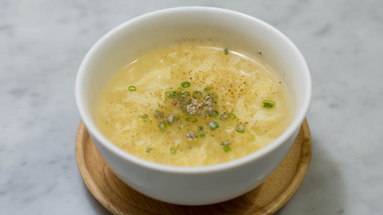 Egg drop soup and green onions