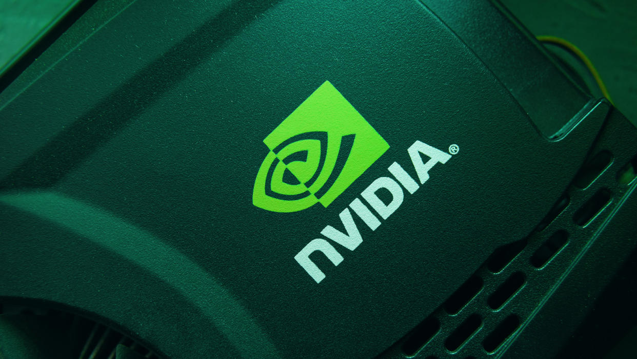  Nvidia logo on a dark background. 
