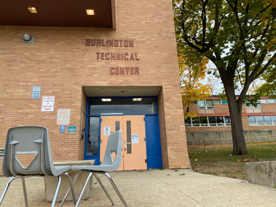 Burlington Technical Center as seen in October 2020 after PCBs had closed the campus, including Burlington High School. The highest levels of airborne hazardous chemicals were found in the BTC building.