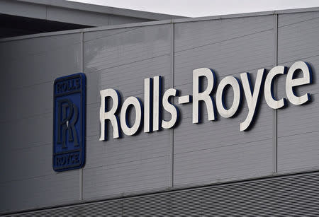 FILE PHOTO: A Rolls-Royce logo is seen at the company's aerospace engineering and development site in Bristol, Britain, December 17, 2015. REUTERS/Toby Melville/File Photo