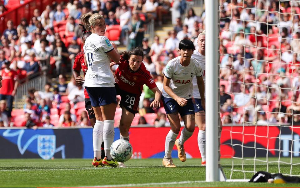 Rachel Williams heads Man Utd's second goal at Wembley