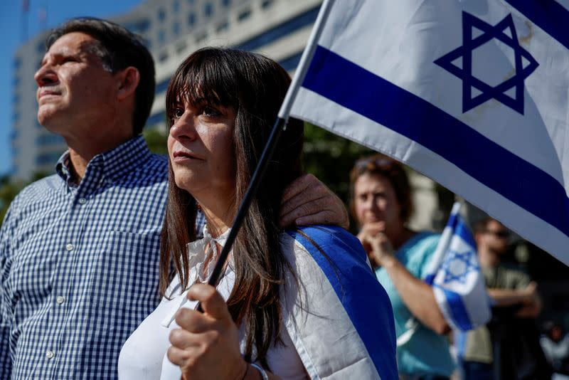 People attend a "Stand with Israel" Rally in Washington