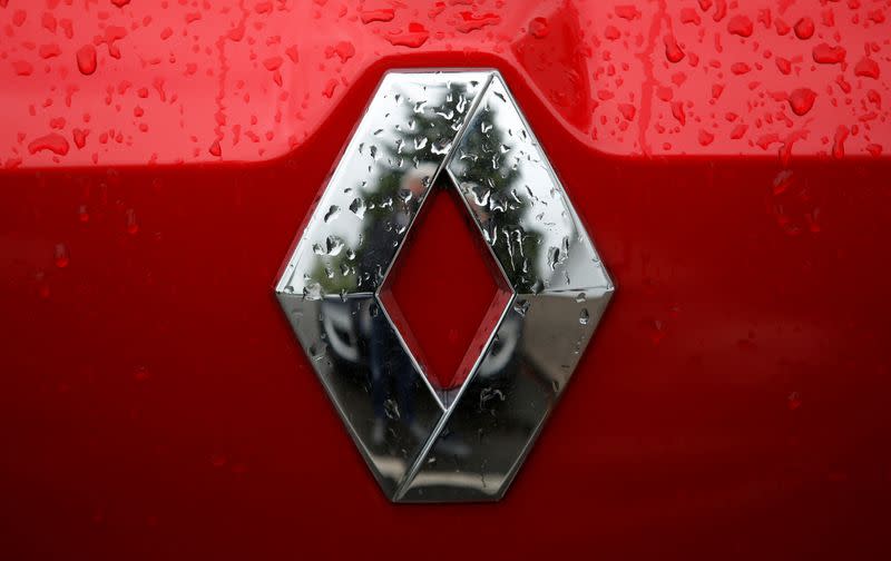 The logo of French car manufacturer Renault is seen on a car at a dealership of the company in Vendenheim near Strasbourg