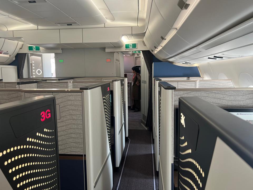 Forward facing view of the business class cabin.