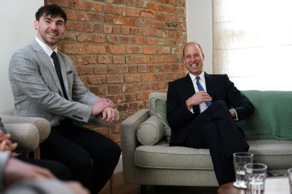 Prince William (right) visits the new suicide-prevention center, James’ Place Newcastle, in Newcastle-upon-Tyne. POOL/AFP via Getty Images