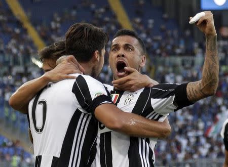 Football - Soccer - Lazio v Juventus - Italian Serie A - Olympic Stadium, Rome, Italy - 27/08/16. Juventus' Sami Khedira celebrates with his team mates. REUTERS/Max Rossi