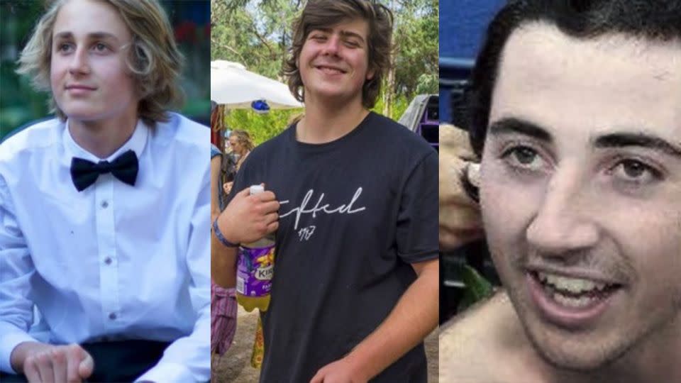 Lachie Burleigh, Ben Sawyer and Luke Shanahan died in a car crash on their way home from a psychedelic dance music festival in the Blue Mountains. Photo: Facebook