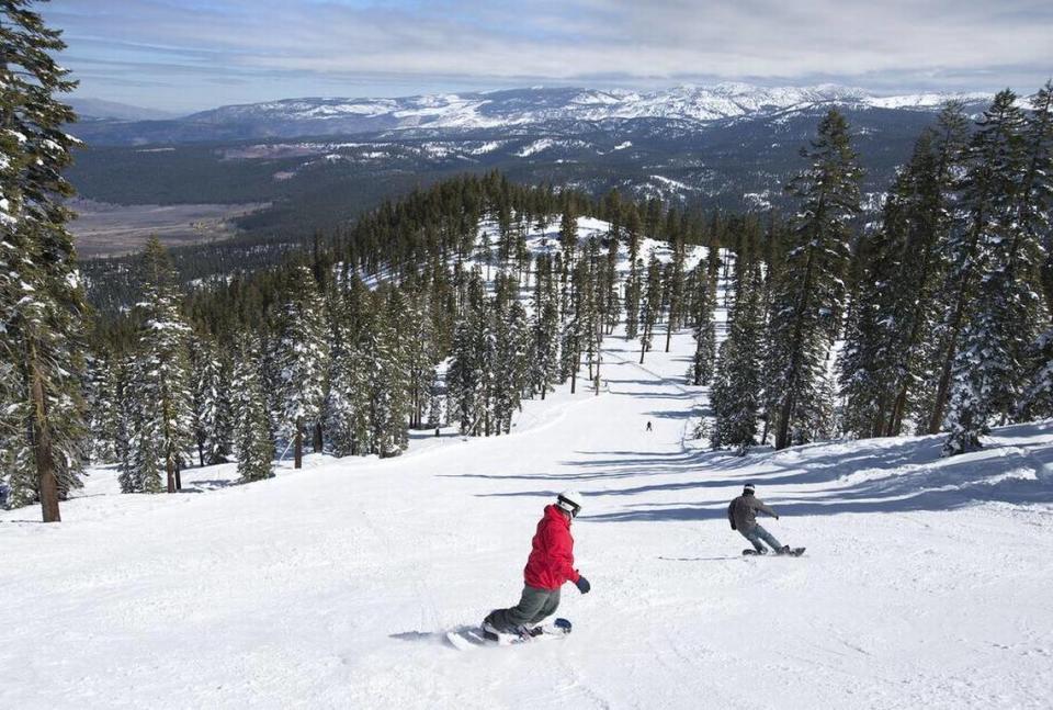 Snowboarders head down a run at Northstar ski resort on Tuesday, March 15, 2016 in Truckee, Calif. Randy Pench/rpench@sacbee.com