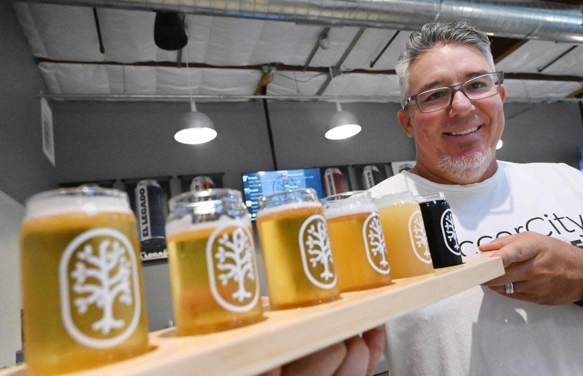 Jeremy Schultz, owner of Soccer City where a craft brewery is matched with an indoor soccer facility, offers a tour on Wednesday, Sept. 14, 2022 in Visalia.