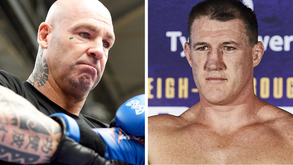 Lucas Browne and Paul Gallen have exchanged barbs about their history with drug testing, ahead of their bout in April 12. Pictures: Getty Images