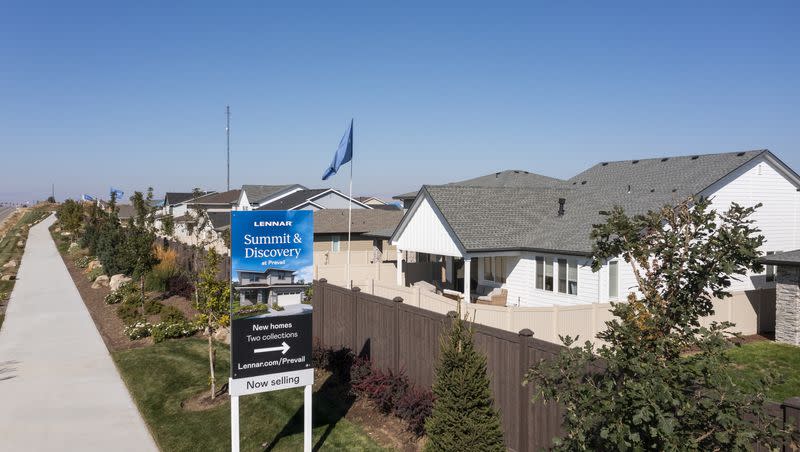 New homes advertise for sale in Meridian, Idaho, on Friday, Sept. 23, 2022.