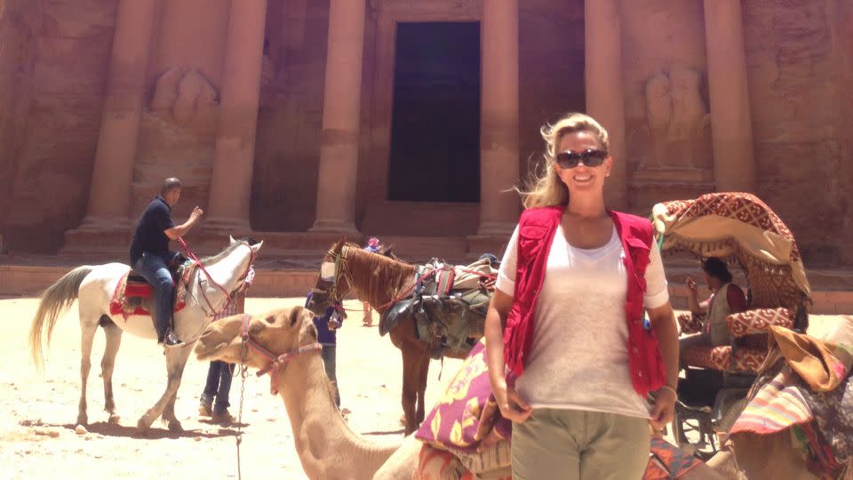 TV host Pamela Holt  visited Petra, Jordan six months after having spine surgery. - Courtesy Pamela Holt
