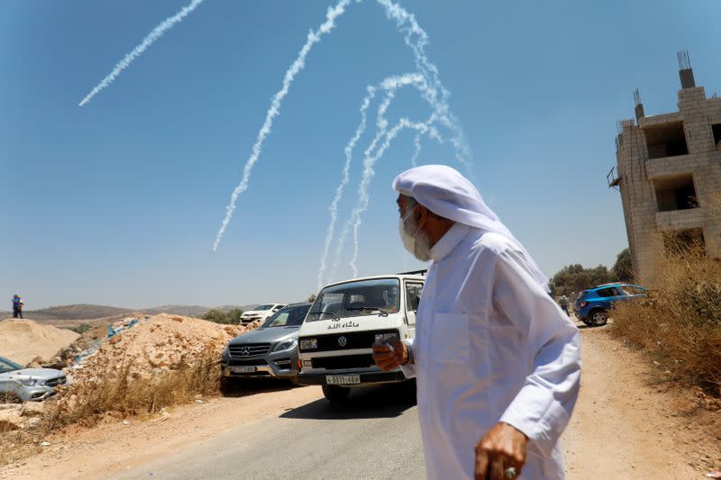 Palestinians protest against Jewish settlements and Israel's plan to annex parts of West Bank