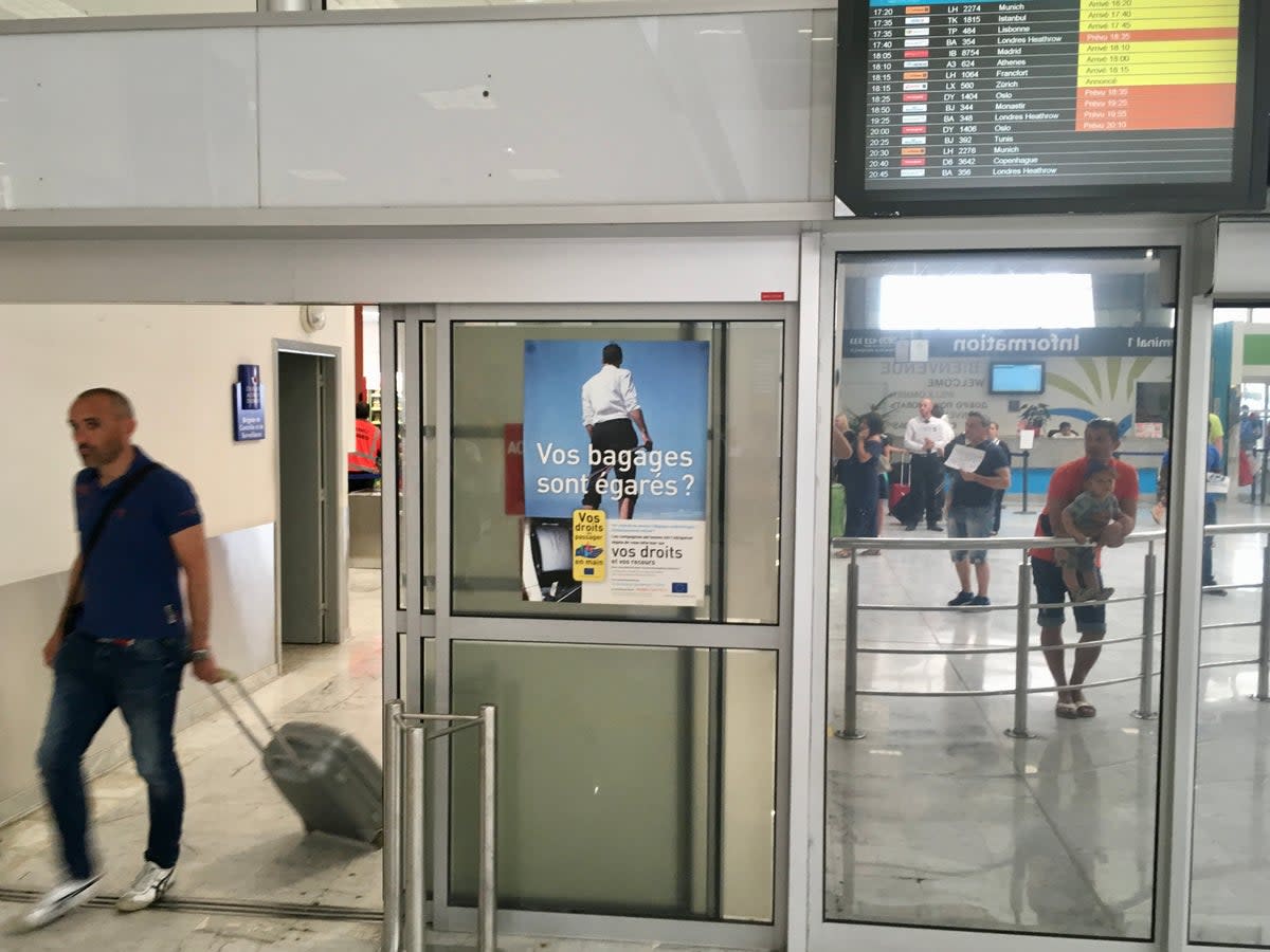 Keep walking: A passenger just arrived at Nice-Côte d’Azur airport in southern France, an hour’s walk from the city centre (Simon Calder)