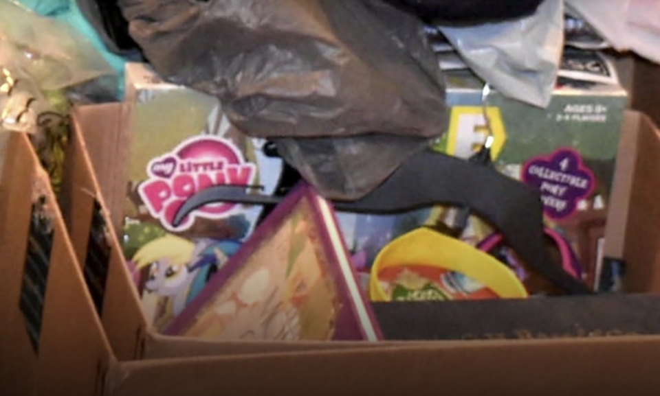 A brand new My Little Pony toy in a box full of stuff