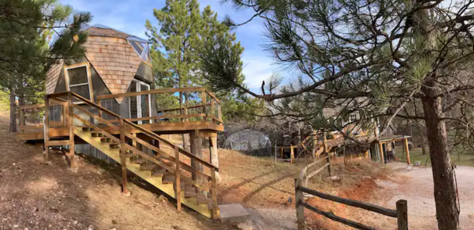 Lang Termes lists his geodesic dome near Spearfish, South Dakota, on Airbnb. The Sturgis Motorcycle Rally is a popular time for Airbnb and Vrbo hosts in the area.