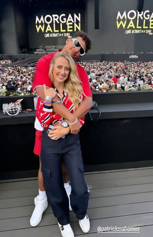 <p>Brittany Mahomes/ Instagram</p> Patrick and Brittany Mahomes at the Morgan Wallen concert in London