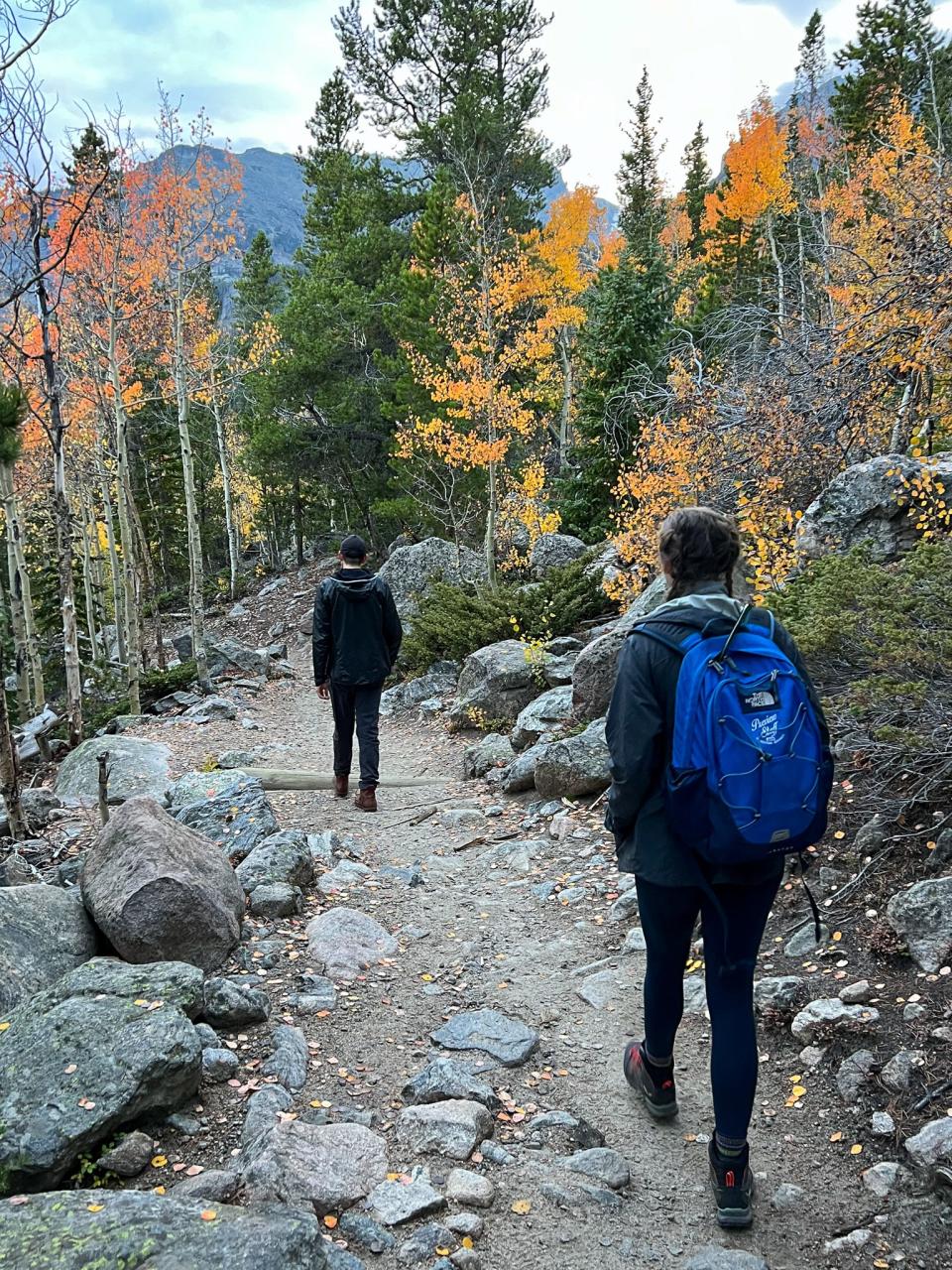 The author with a backpack of supplies in Rocky Mountain National Park in Colorado.