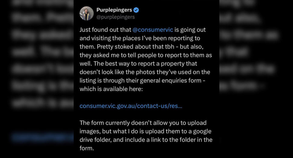 Screenshot of tweet by Purple Pingers. 