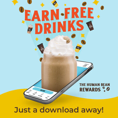 Earn perks and free drinks with The Human Bean app.