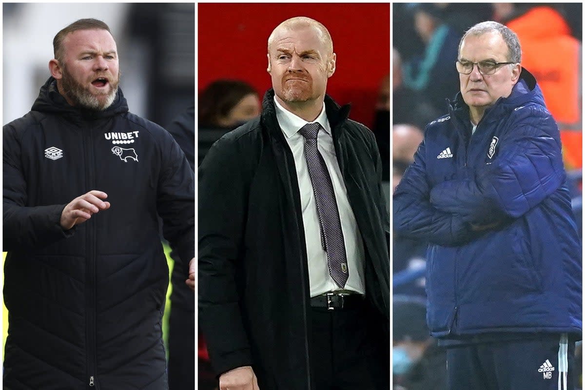 Wayne Rooney, Sean Dyche and Marcelo Bielsa (PA)