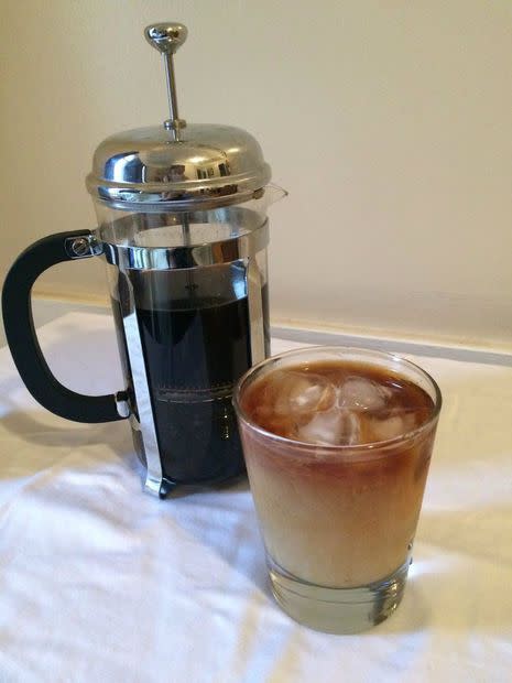 <p>If you like your iced coffee on the strong side, make your cold brew coffee in a French press.</p><p>Get the tutorial from <a href="http://www.instructables.com/id/French-Press-Cold-Brew-Coffee/" rel="nofollow noopener" target="_blank" data-ylk="slk:Instructables;elm:context_link;itc:0;sec:content-canvas" class="link ">Instructables</a>.</p>