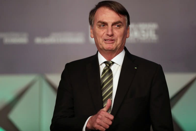 Brazil's President Jair Bolsonaro attends the Brazil Investment Forum in Sao Paulo