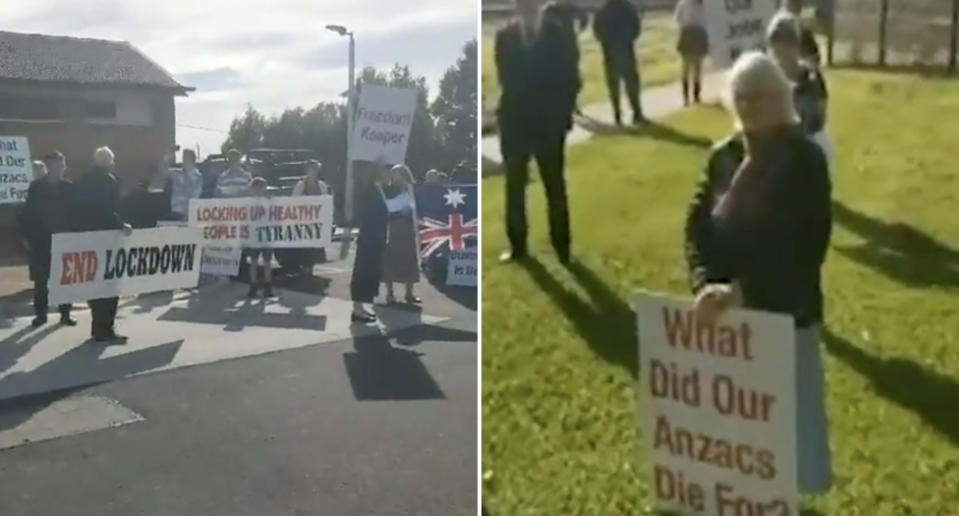 Protestors in West Gippsland calling for an end to the lockdown.