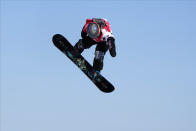 United States' Jamie Anderson competes during the women's slopestyle finals at the 2022 Winter Olympics, Sunday, Feb. 6, 2022, in Zhangjiakou, China. (AP Photo/Lee Jin-man)