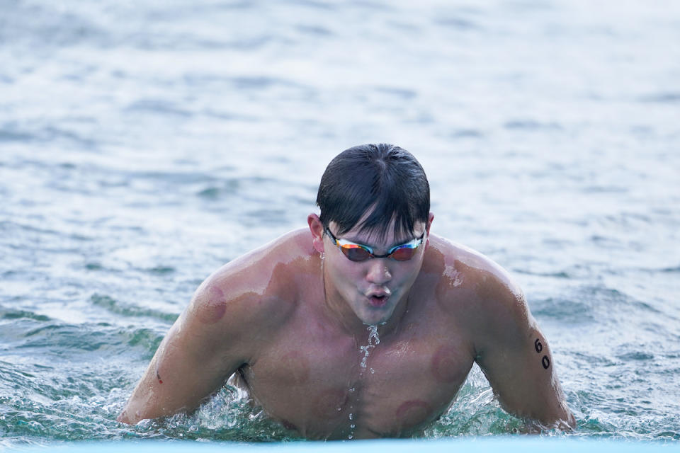 Singapore's Olympic champion Joseph Schooling takes part in the swim leg of the 100km experienced amateurs race at the inaugural PTO Asian Open. (PHOTO: Professional Triathletes Organisation)