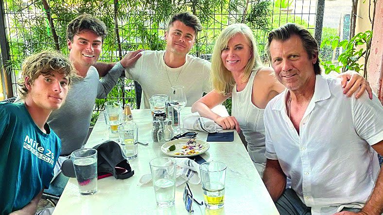 <span><span>Eileen Davidson, Vince and their three sons, 2023</span></span>