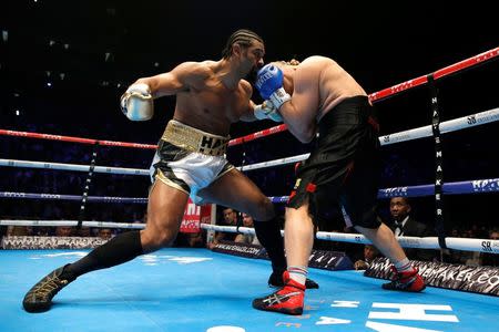 Boxing - David Haye v Mark de Mori - The O2 Arena, London - 16/1/16 David Haye and Mark de Mori in action Action Images via Reuters / Andrew Couldridge Livepic EDITORIAL USE ONLY.