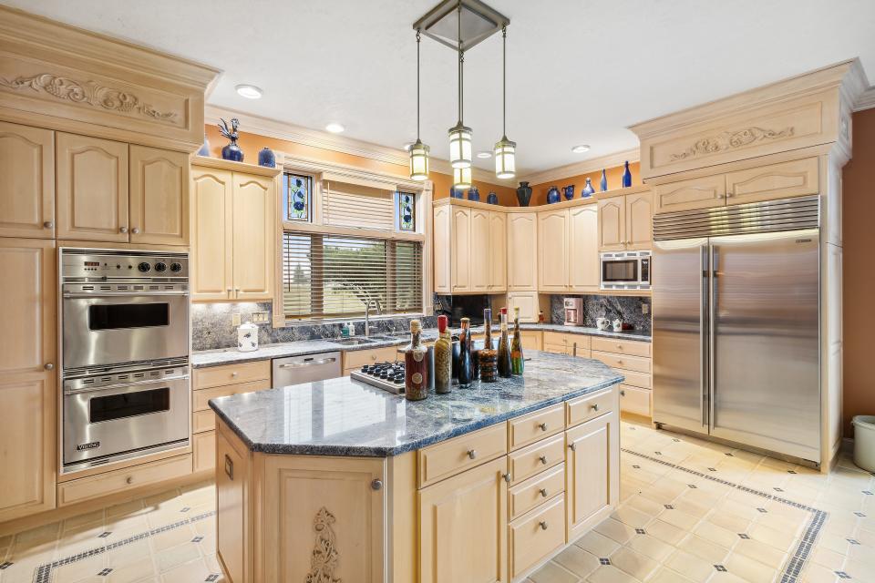 The main kitchen comes equipped with Viking appliances.