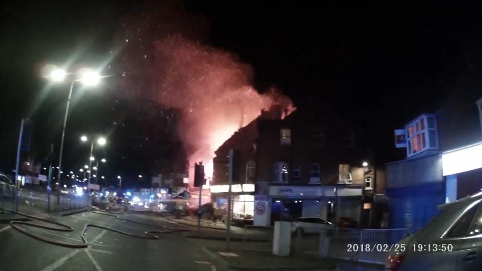 The scene of the huge explosion in Leicester in February 2018. (PA)