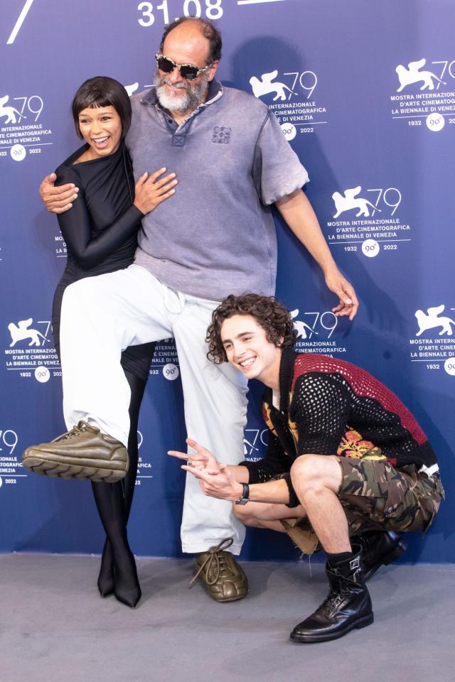 Timothee Chalamet, Taylor Russell & Chloe Sevigny at the 'Bones And All'  79th Venice Film Festival Photocall